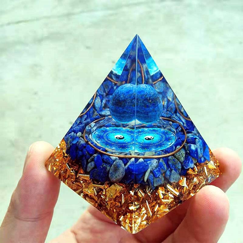 Pyramide d'orgone en pierre naturelle de lapis-lazuli Olivenorma