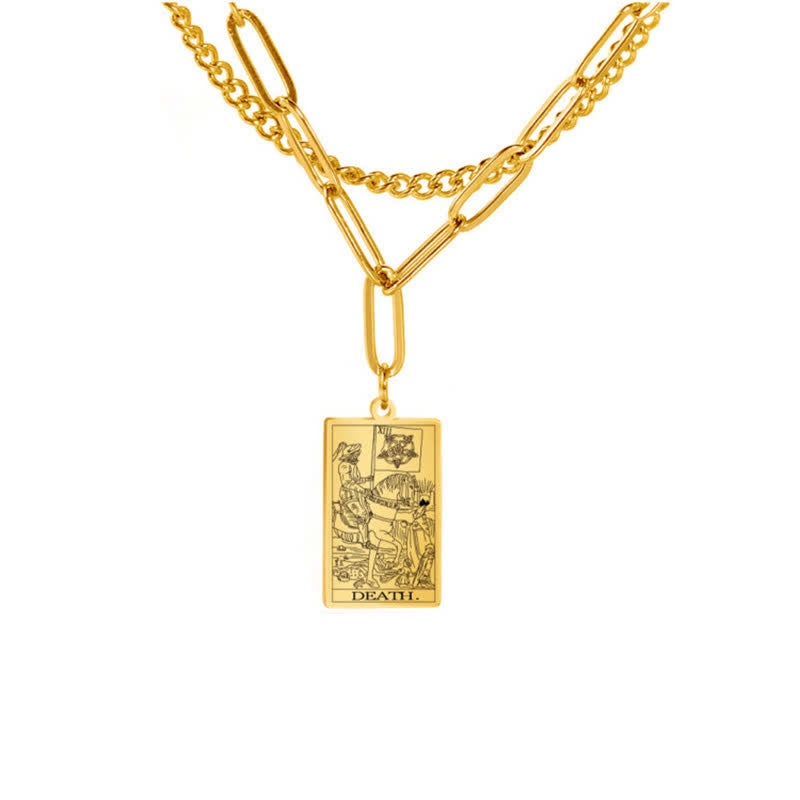 Collier à double chaîne avec carte de tarot Olivenorma