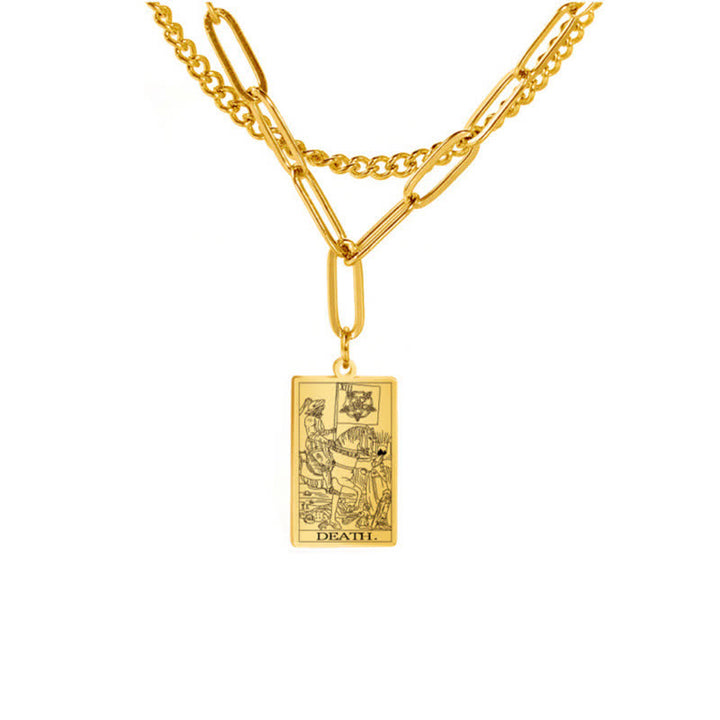Collier à double chaîne avec carte de tarot Olivenorma