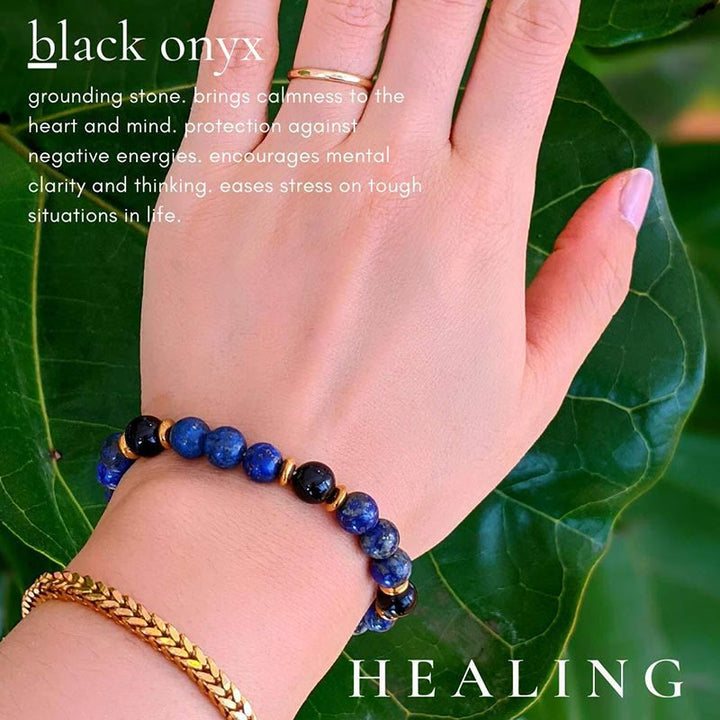 Bracelet Olivenorma « Healing Trust » en lapis-lazuli et onyx noir