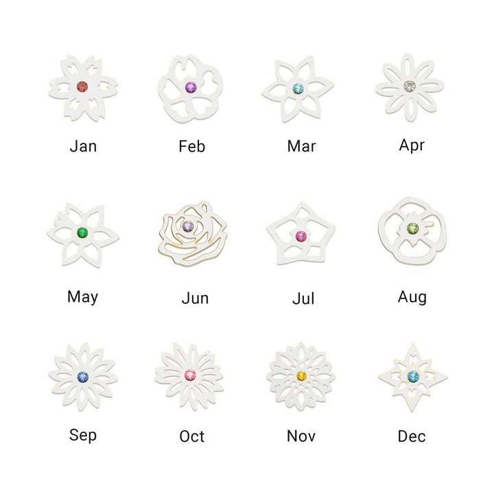 Bracelet avec pierres de naissance et fleurs de naissance Olivenorma 1-8