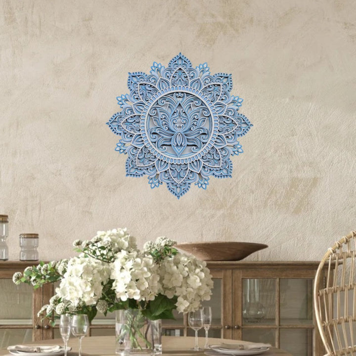 Peinture murale 3D Mandala Lotus Bleu Olivenorma