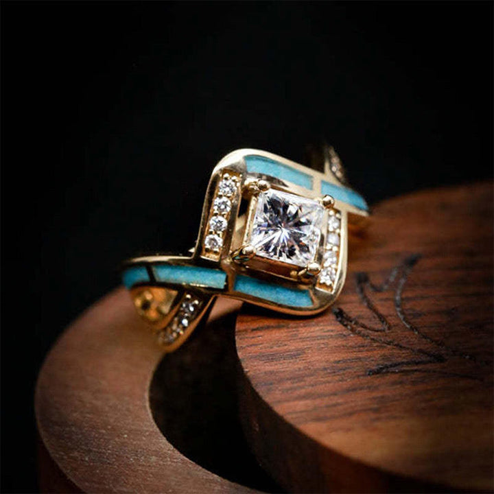 Bague Olivenorma en argent plaqué S925 avec turquoise et zircon