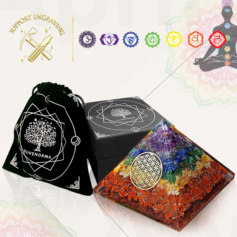 Symbole de la fleur de vie du chakra Olivenorma, pyramide d'orgone