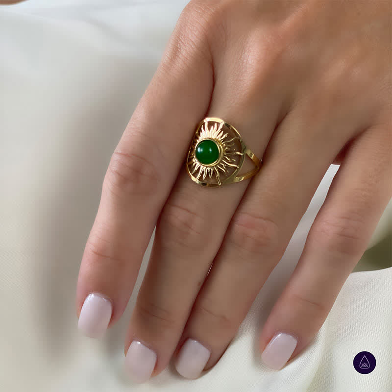 Olivenorma « Sun Arise » – Bague en jade vert céleste