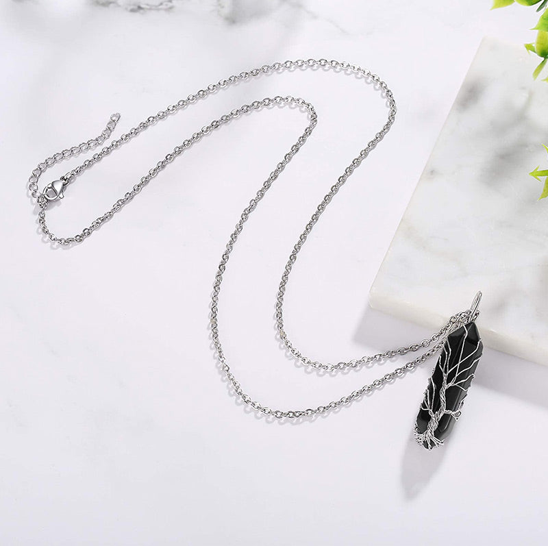 Collier en cristal Olivenorma avec pierres précieuses de l'arbre de vie