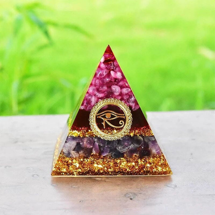 Pyramide d'orgone en cristal d'améthyste rose Olivenorma