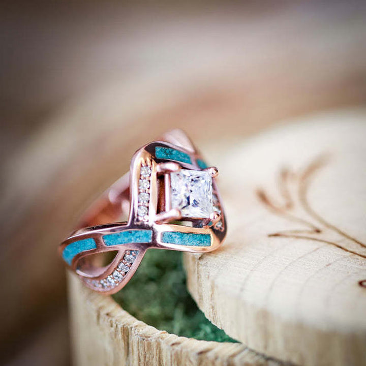 Bague Olivenorma en argent plaqué S925 avec turquoise et zircon
