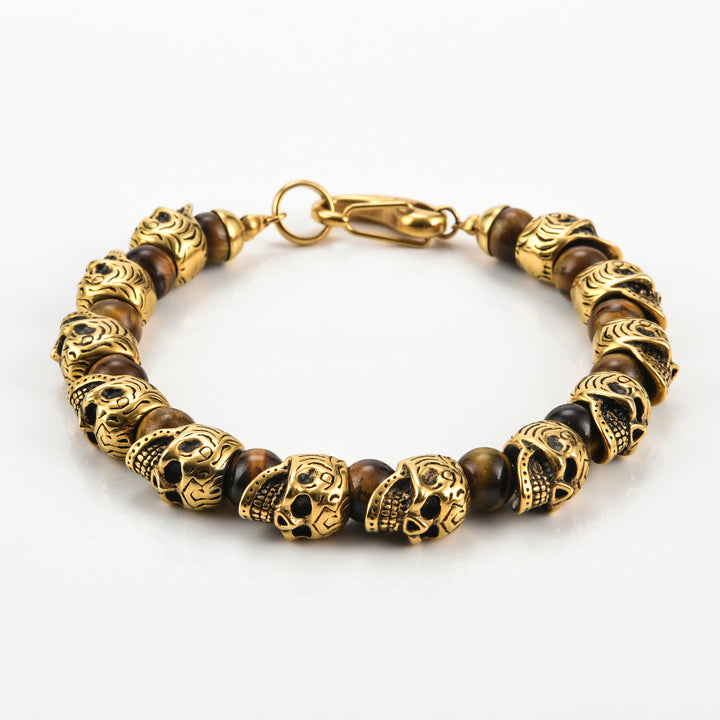 Bracelet Olivenorma en acier inoxydable fait main avec œil de tigre naturel