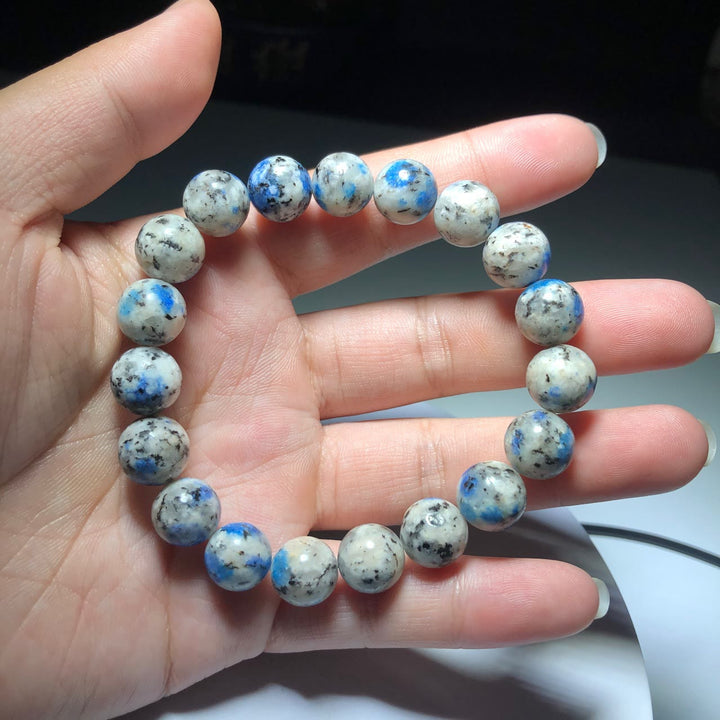 Bracelet en pierre énergétique en perles d'azurite naturelle de 11 mm Olivenorma