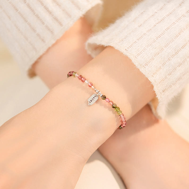 Bracelet porte-bonheur en perles de tourmaline naturelle Olivenorma de 3 cm