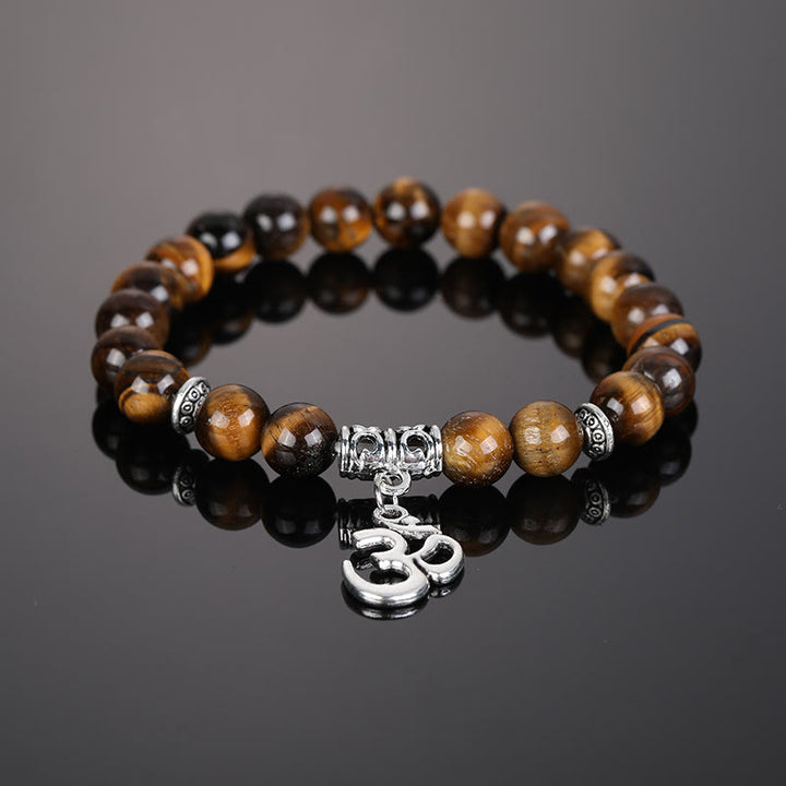 Bracelet symbole Om en perles de cristal naturel Olivenorma