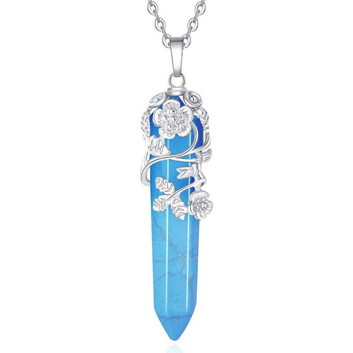 Collier à colonne hexagonale en cristal naturel Olivenorma