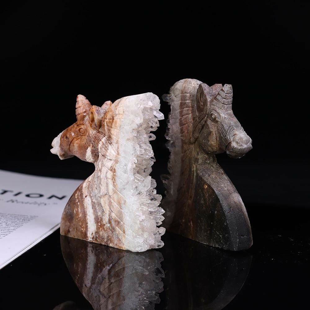 Décoration en pierre précieuse licorne en cristal transparent naturel Olivenorma