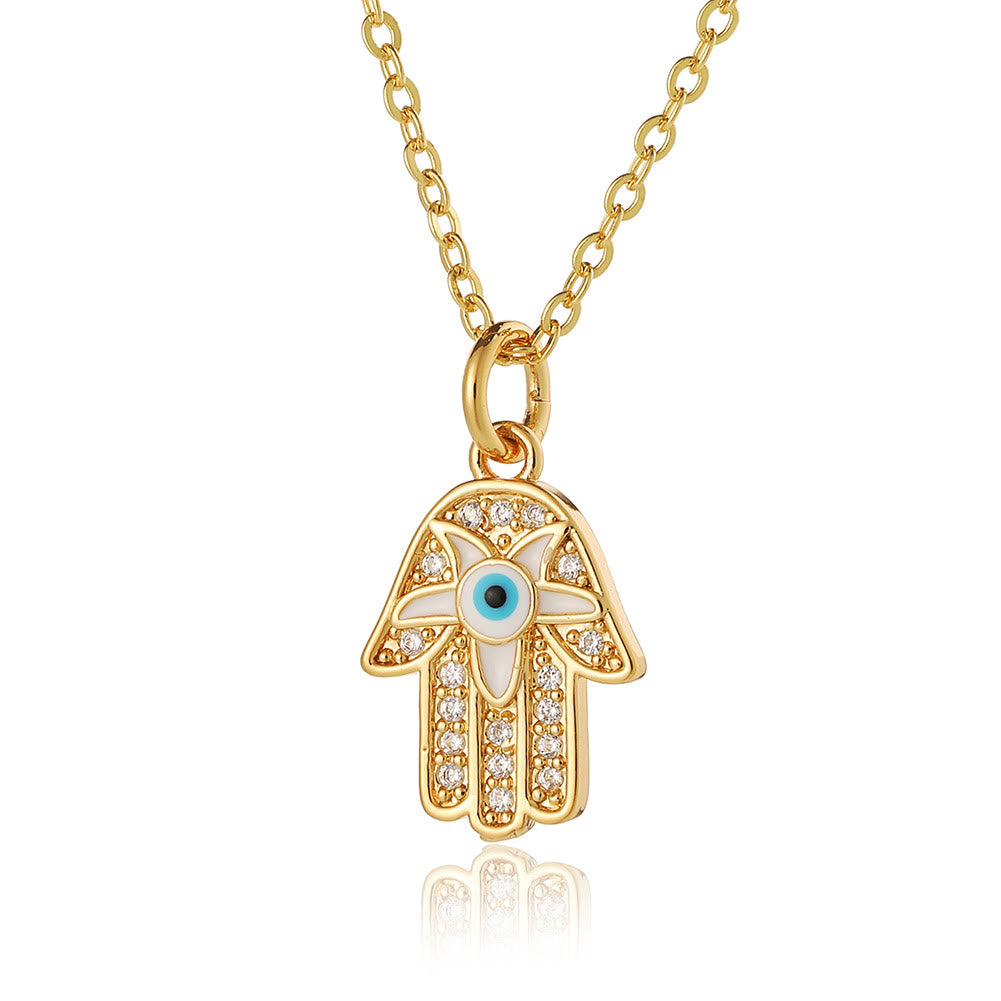 Collier en époxy en forme de cœur avec le mauvais œil Hamsa Olivenorma