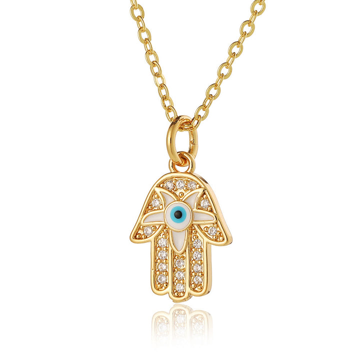 Collier en époxy en forme de cœur avec le mauvais œil Hamsa Olivenorma