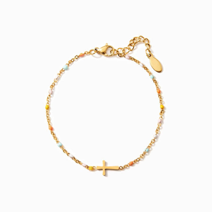 Bracelet en émail coloré avec croix du Christ Olivenorma