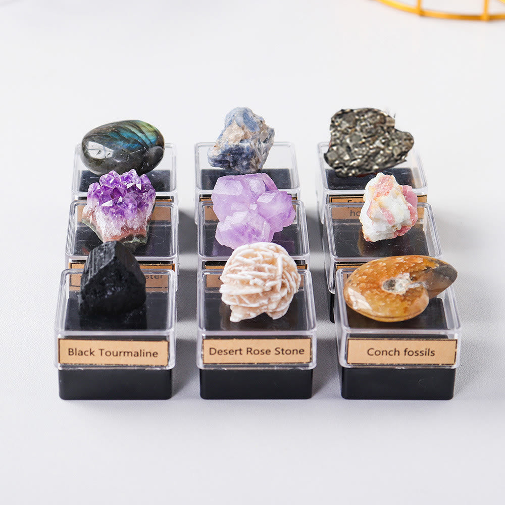 Coffret cadeau de 9 pièces en cristal naturel Olivenorma