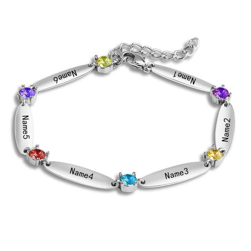 Bracelet avec noms de famille et pierres de naissance Olivenorma
