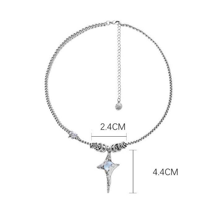 Collier pendentif étoile plissée en alliage avec pierre de lune Olivenorma