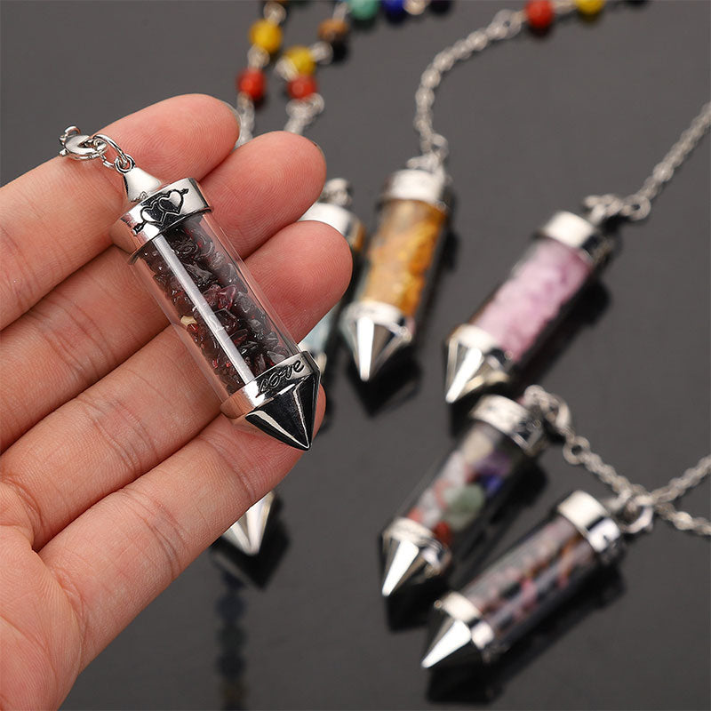 Pendule de méditation en cristal coloré pour les chakras
