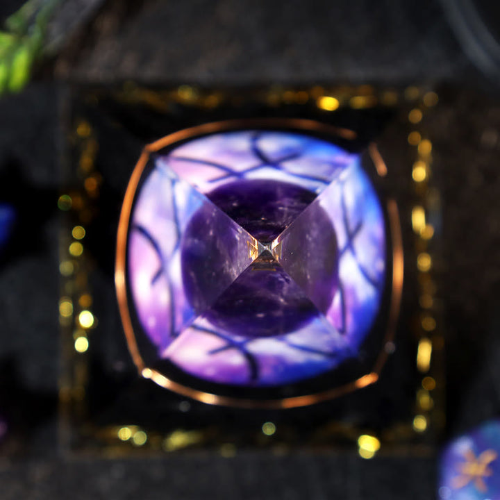 Boule d'améthyste Olivenorma Gravier d'obsidienne Zodiac Poissons Pyramide d'orgone