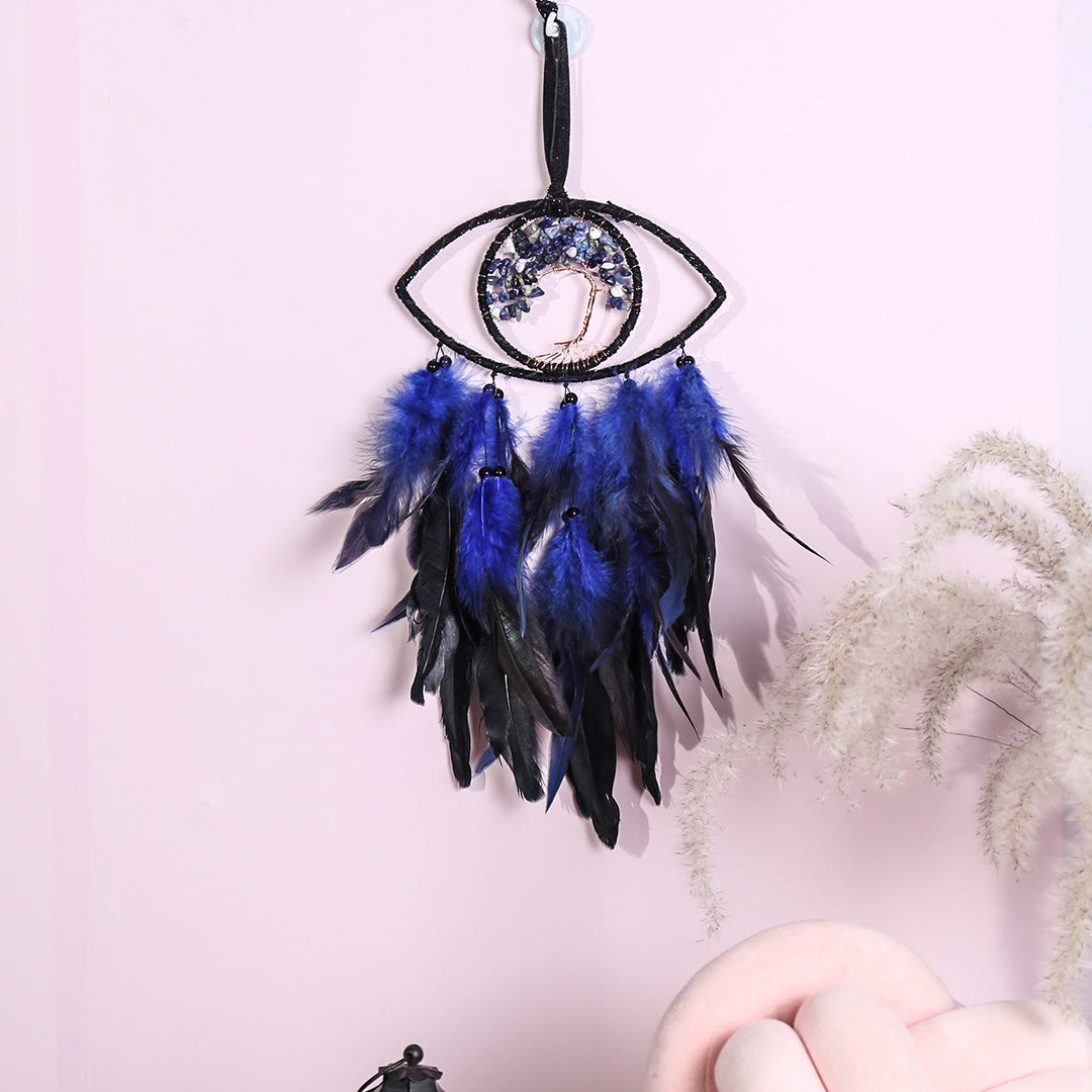 Attrape-rêves en plumes avec arbre de vie en sodalite Olivenorma