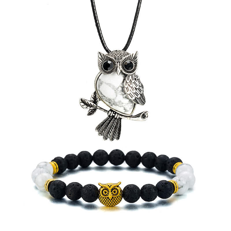 Collier hibou en pierre naturelle Olivenorma