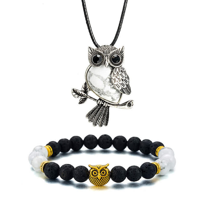 Collier hibou en pierre naturelle Olivenorma