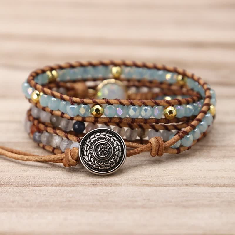 Bracelet de protection et de méditation en perles d'opale de guérison