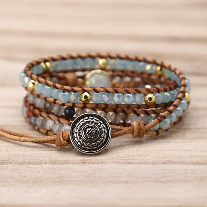 Bracelet de protection et de méditation en perles d'opale de guérison