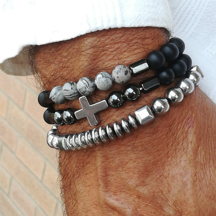 Bracelet à pierres précieuses empilables pour homme Olivenorma