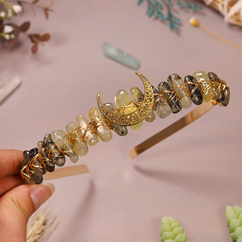 Couronne de cristal de lune en fil d'or et pierre naturelle Olivenorma