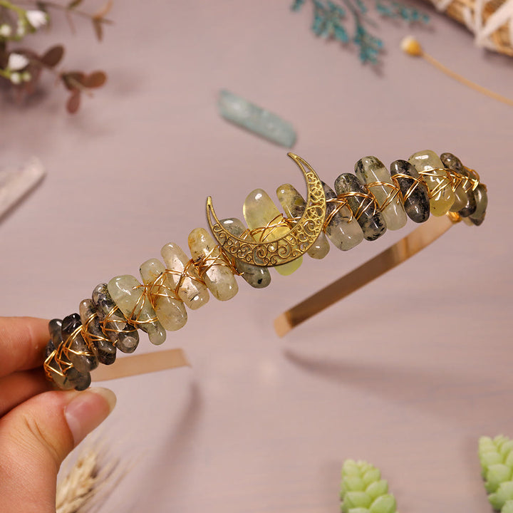 Couronne de cristal de lune en fil d'or et pierre naturelle Olivenorma