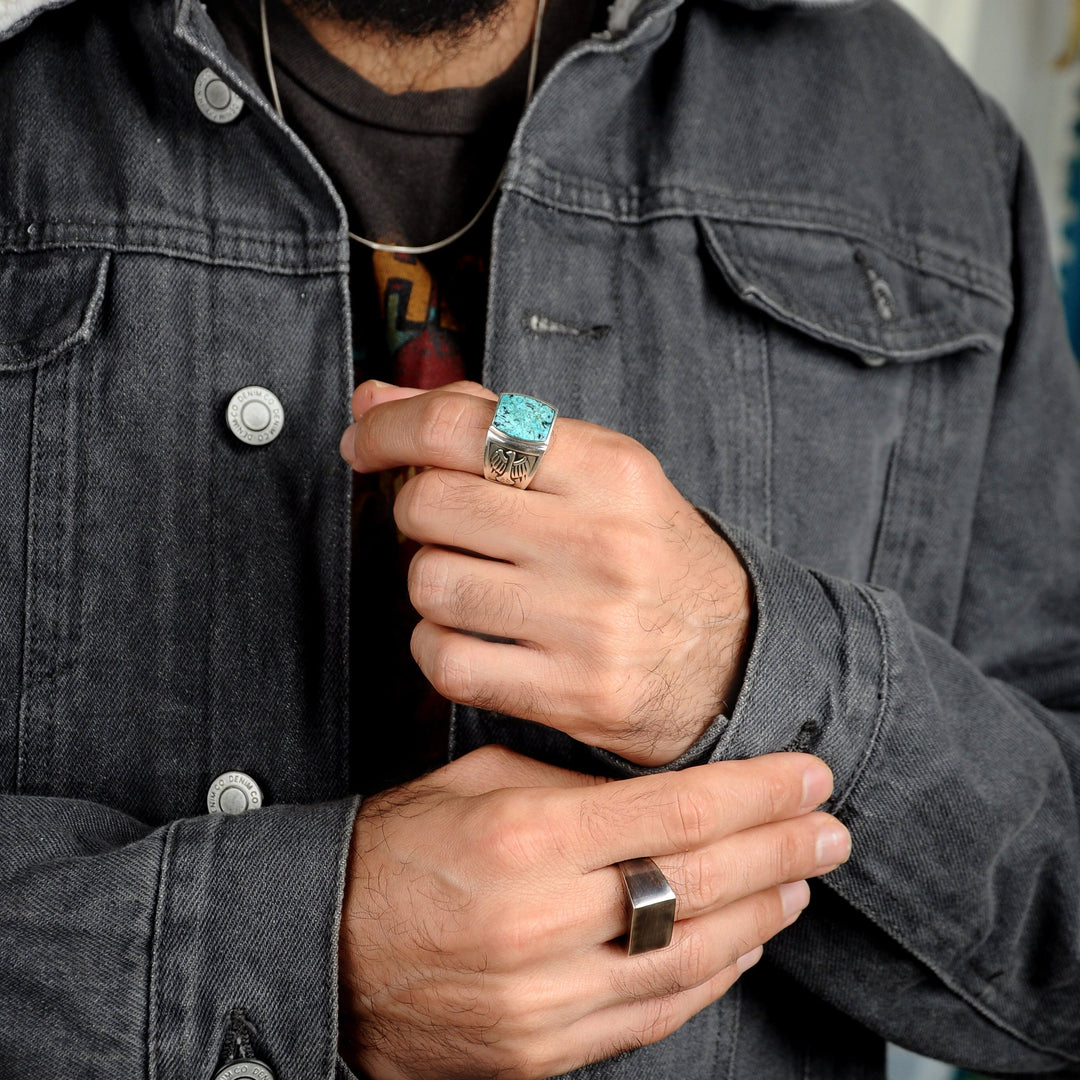 Bague homme aigle turquoise