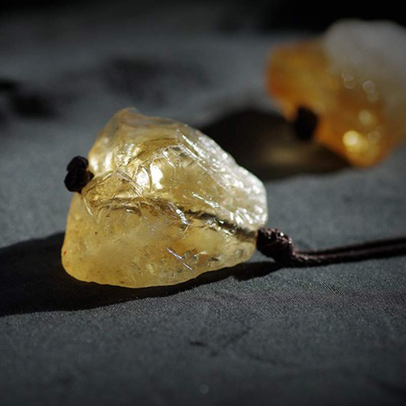 Collier de pierres précieuses de prospérité en citrine naturelle