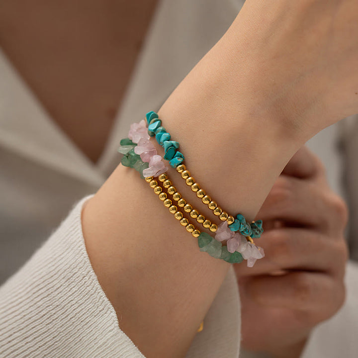 Bracelet en perles d'or en cristaux naturels concassés Olivenorma