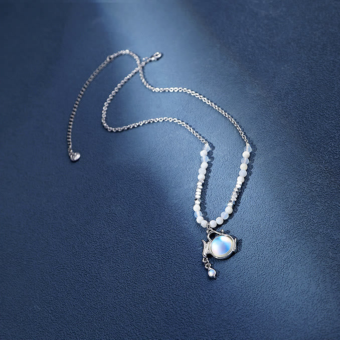 Collier pendentif en alliage avec pierre de lune et zodiaque Olivenorma