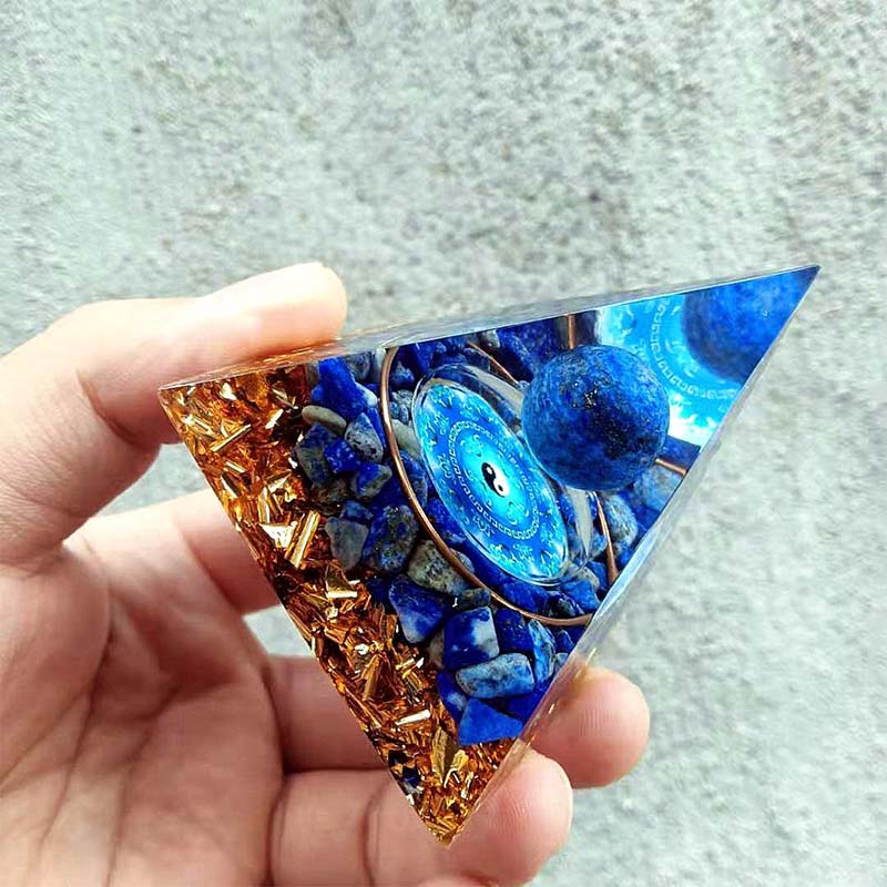 Pyramide d'orgone en pierre naturelle de lapis-lazuli Olivenorma