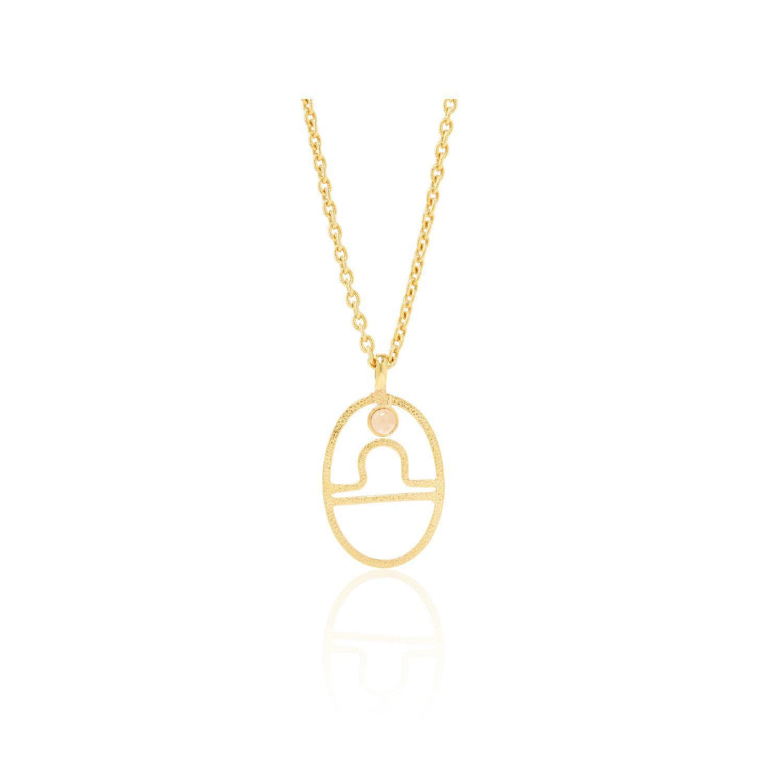 Collier avec pierre de naissance et rune du zodiaque creuse Olivenorma