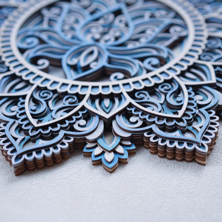 Peinture murale 3D Mandala Lotus Bleu Olivenorma