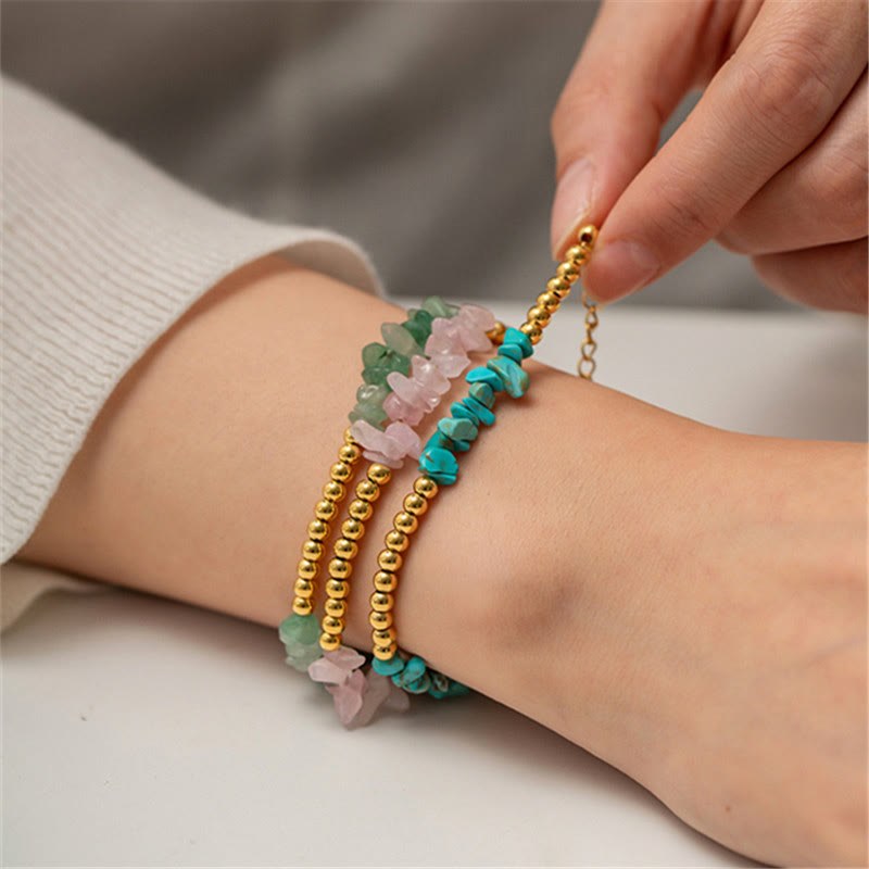 Bracelet en perles d'or en cristaux naturels concassés Olivenorma