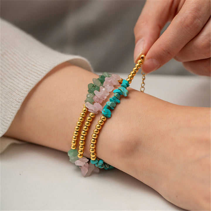 Bracelet en perles d'or en cristaux naturels concassés Olivenorma