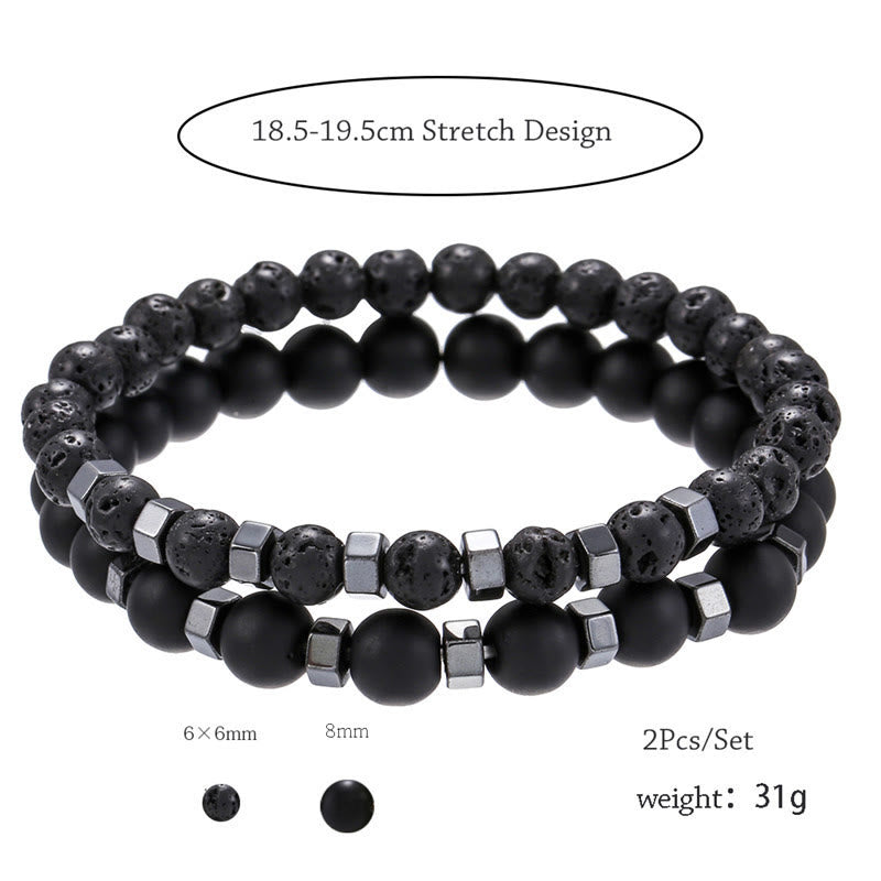 Bracelet extensible pour homme en pierre de lave Olivenorma