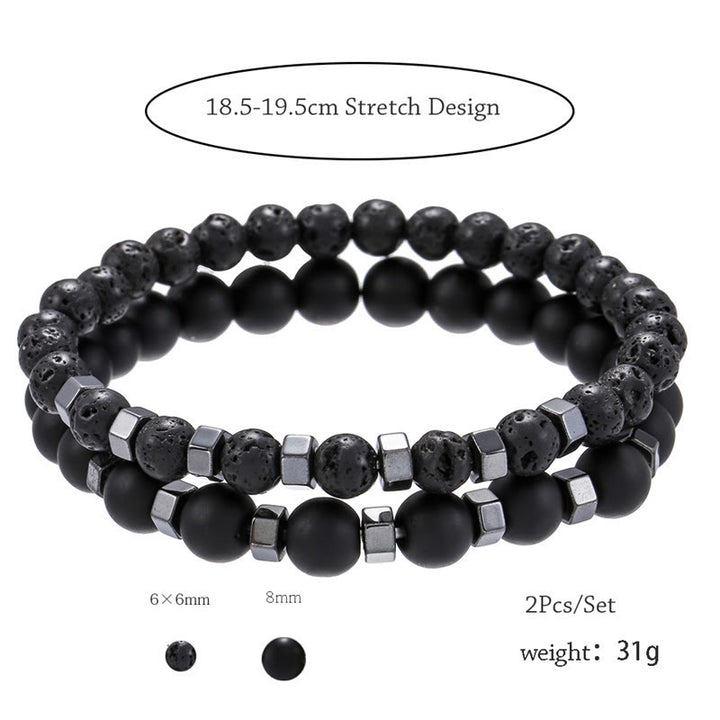 Bracelet extensible pour homme en pierre de lave Olivenorma
