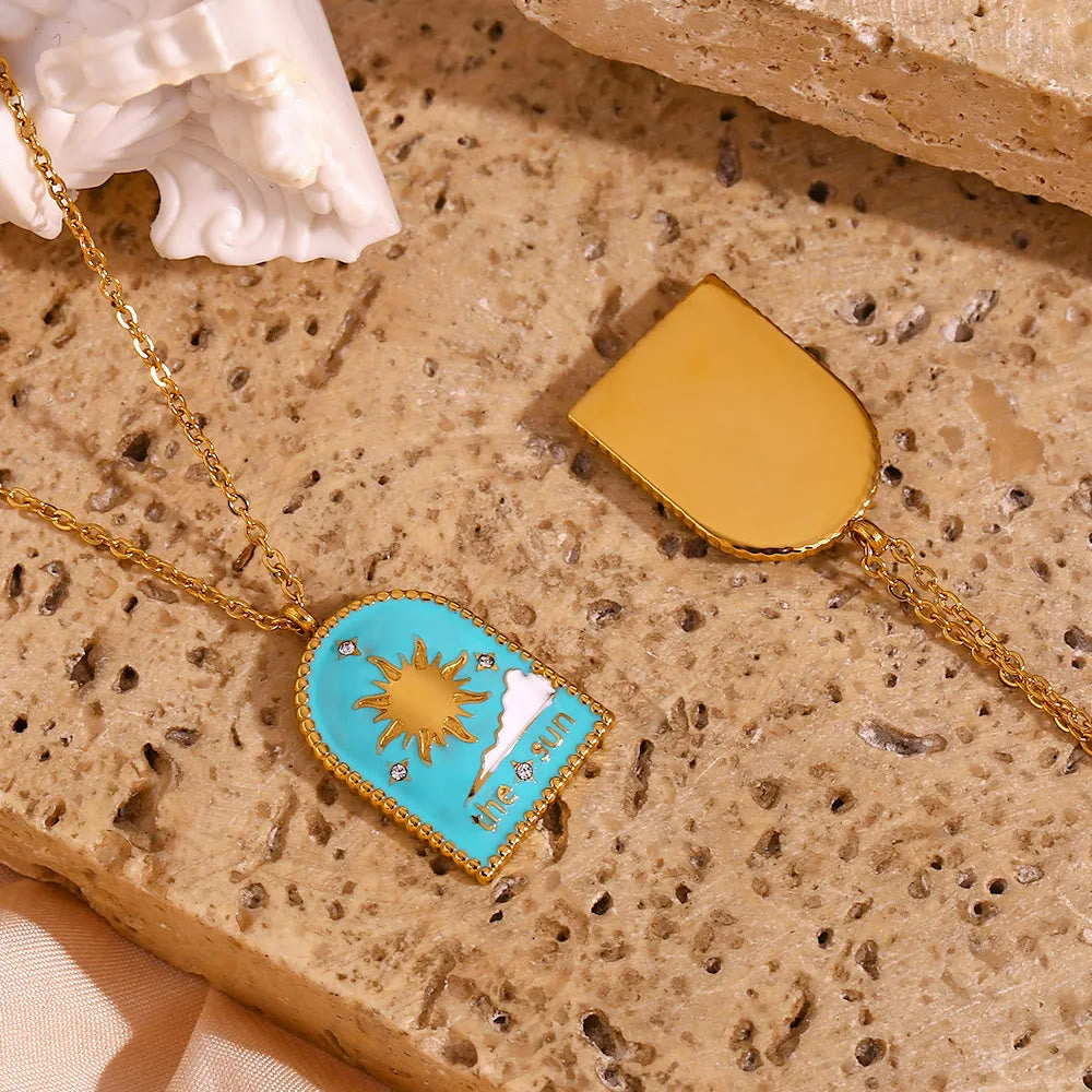 Collier de Tarot Olivenorma Blue Evil Eye Galaxy Sun