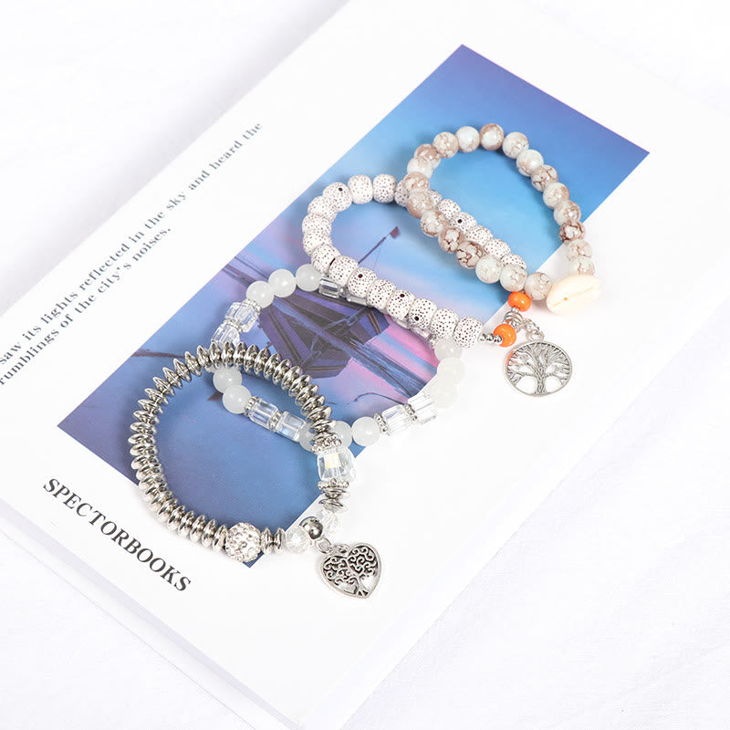 Ensemble de bracelets à perles avec pendentif en forme de cœur et arbre de vie Olivenorma