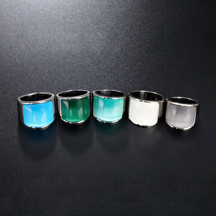 Bague en acier titane avec pierres précieuses naturelles Olivenorma