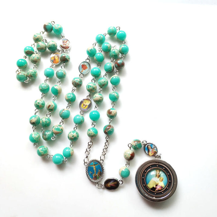 Collier chapelet de la Miséricorde de la Vierge Marie en pierre empereur Olivenorma