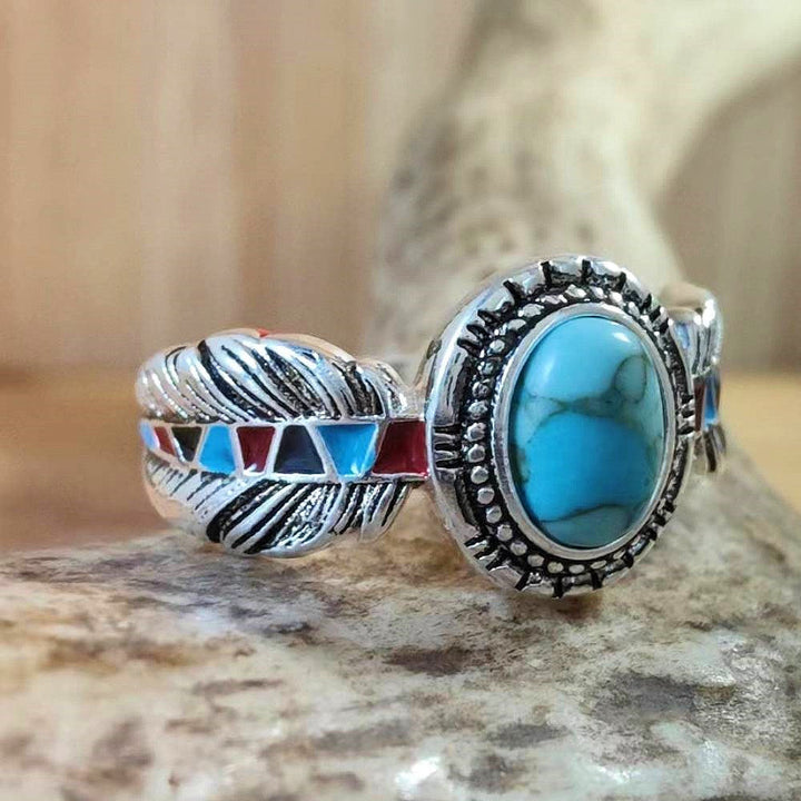 Bague en plumes d'aigle turquoise Olivenorma